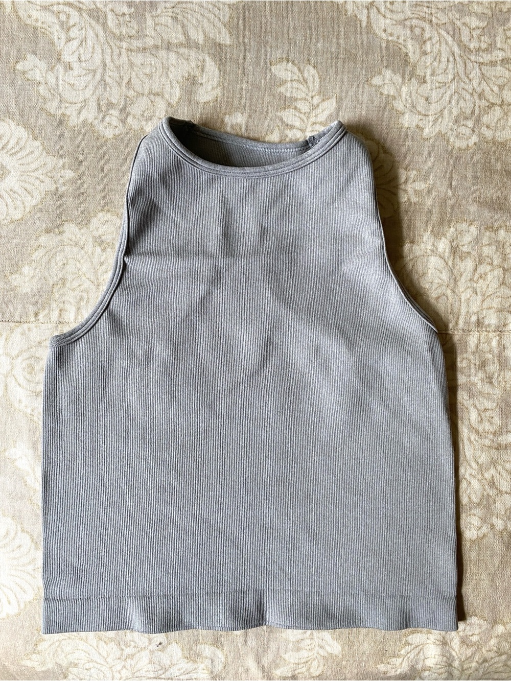 Free People Tank Top Gray Ribbed Happiness Runs Racerback Crop Size XS/S